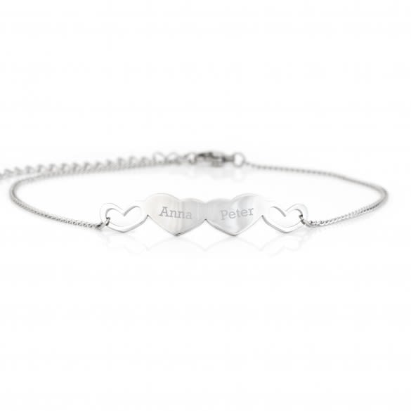 Joined Hearts Engraved Anklet Ankle Bracelet