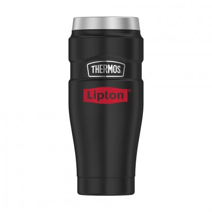 Printed Thermos Stainless Steel Travel Tumbler - Matte Black Printed Thermos Stainless Steel Travel Tumbler - Matte Black