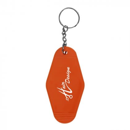Imprinted Motel Style Key Ring - Orange