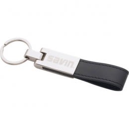 Silver with Black Leatherette Key Ring Silver with Black Leatherette Key Ring