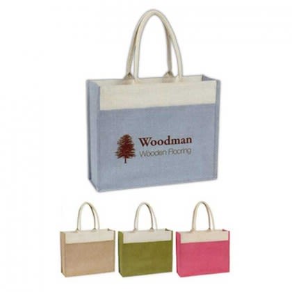 Jute Tote Bag with Front Pocket Promotional Custom Imprinted With Logo