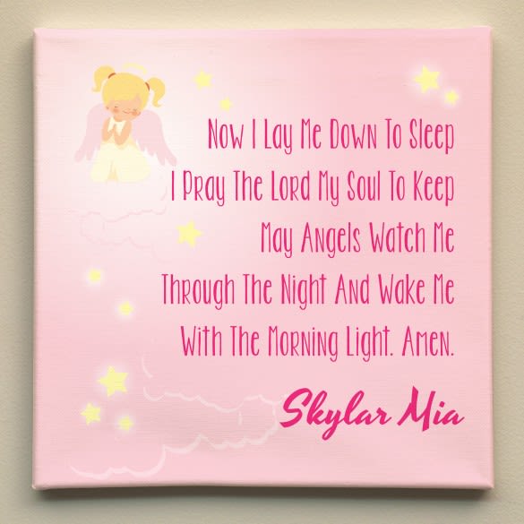 Now I Lay Me Down to Sleep I Girl's Personalized Canvas Art