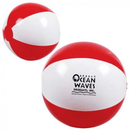 Best Two-Tone Customized Beach Ball - 16 Inches - Red & White