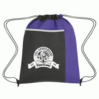 Non-Woven Drawstring Pack -Lg Front Pocket- Purple