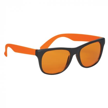 Promotional Tinted Lenses Rubberized Sunglasses - Orange