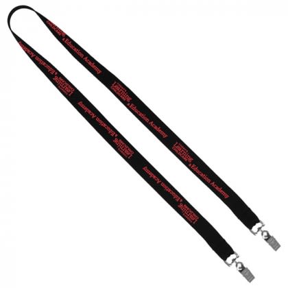 Logo Dual Attachment Polyester Lanyard Black