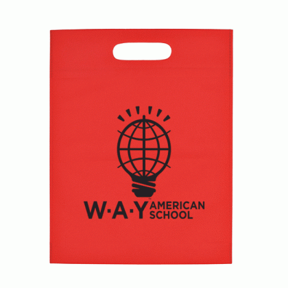 Red Heat Sealed Die Cut Exhibition Tote | Best Cheap Waterproof Tote Bags | Discount Tote Bags with Logo
