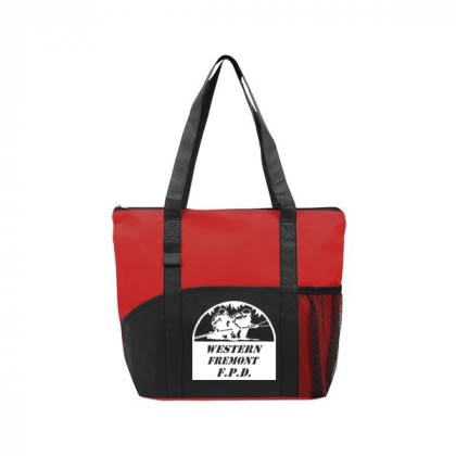 Custom Reusable Tote Bag with Business Logo - Poly Pro Pocket Tote Red Custom Reusable Tote Bag with Business Logo - Poly Pro Pocket Tote Red
