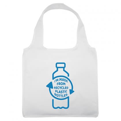 Custom Imprinted Adventure RPET Tote Bags - White Custom Imprinted Adventure RPET Tote Bags - White