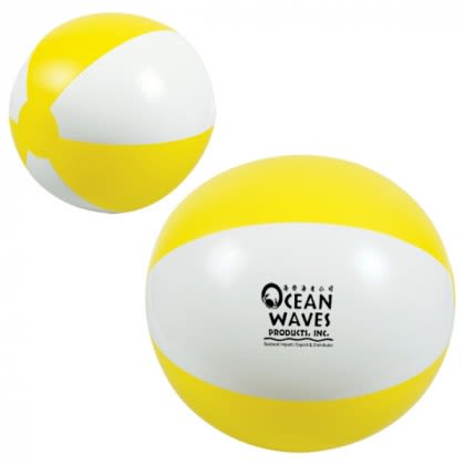 Best Two-Tone Customized Beach Ball - 16 Inches - Yellow & White