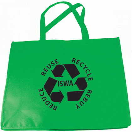 Large Recycled Tote Bag with 6 Inch Gussets- Lime green
