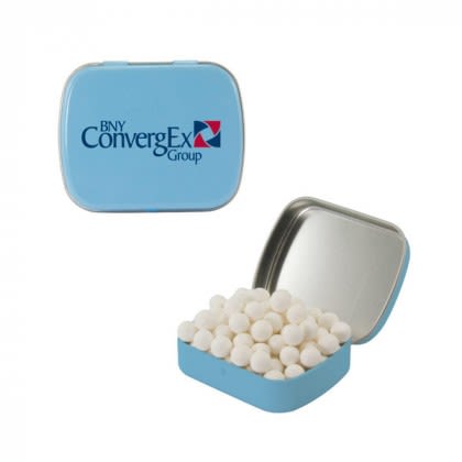 Light Blue Small Hinged Mint Tin Custom Logo