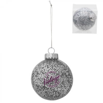 Logo Imprinted Holiday Glitz Ornament - Silver