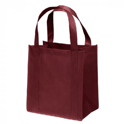 Small Reusable Tote Bag-Wide Gusset-Full Color Imprint - Burgundy