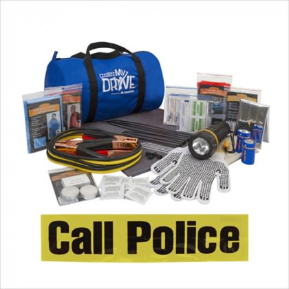 Promotional Roadside Emergency Kits with Survival Supplies - Blue