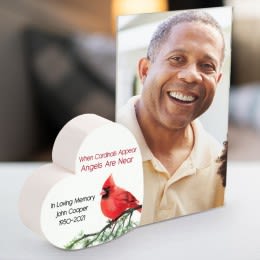 Cardinal Memorial Personalized Heart Block Photo Frame | Custom Memorial Picture Frame