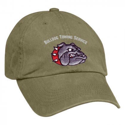 Embroidered Washed Cap Promotional Custom Imprinted With Logo - Olive