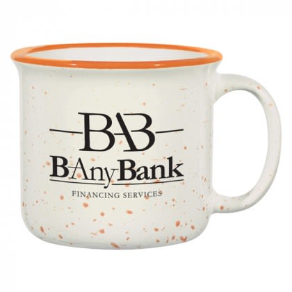 Orange Trim Custom Campfire Mug with Contrast Trim - Low Cost Promotional Drinkware