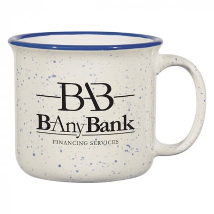 Ocean Trim Custom Campfire Mug with Contrast Trim - Low Cost Promotional Drinkware