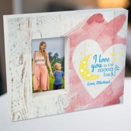 Love You To The Moon Wood Grain Heart Photo Frame