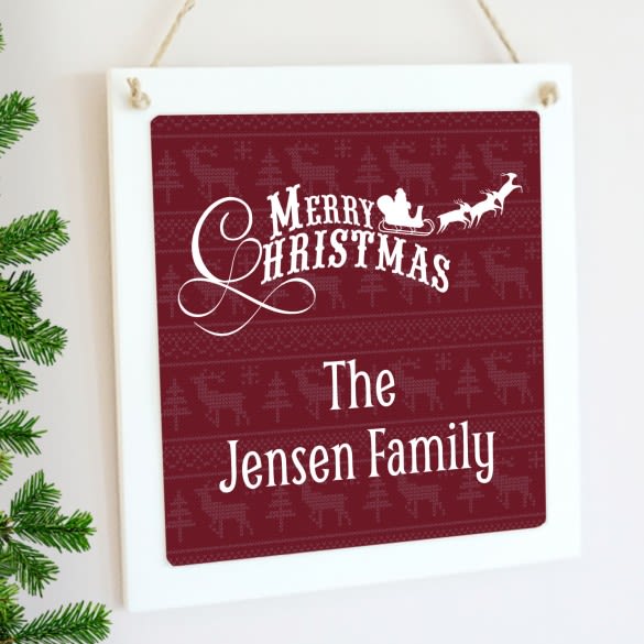 Santa's Sleigh Personalized Hanging Wooden Wall Decor