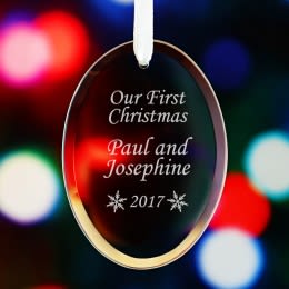 First Christmas Couple Etched Glass Ornamnent