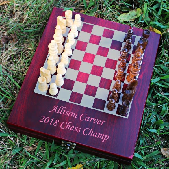 Personalized Chess Set with Wood Box