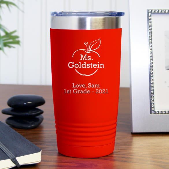 Personalized Teacher's Apple Red Polar Camel Travel Mug | Coffee Mug For Teacher