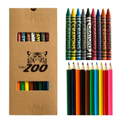 Imprinted Crayon and Pencil Set 19 Pieces Imprinted Crayon and Pencil Set 19 Pieces