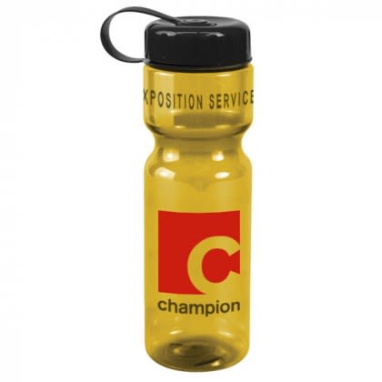 28 Oz Transparent Sports Bottle with Tethered Lid