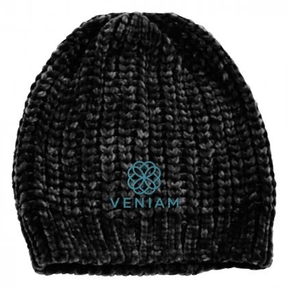 Custom Embroidered Chic Chenille Beanie - Black