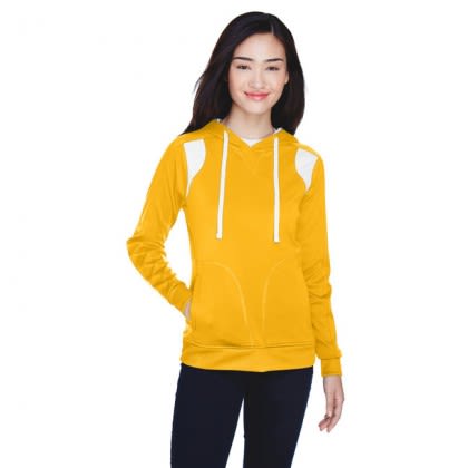 Women's Pullover Hoodie with Embroidered Logo - Athletic gold/white