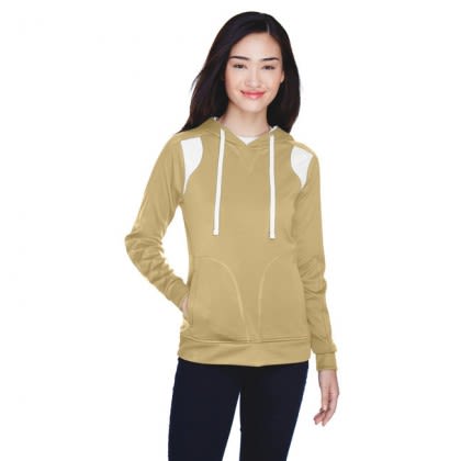 Women's Pullover Hoodie with Embroidered Logo - Vegas gold/white