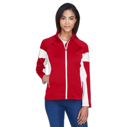 Women's Full Zip Jacket Custom Embroidered - red/white