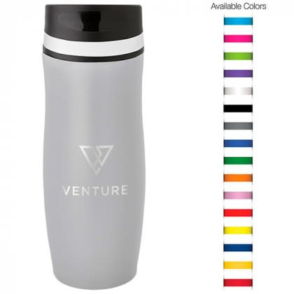 Full Color Persona Wave Vacuum Tumbler with available band colors - Gray