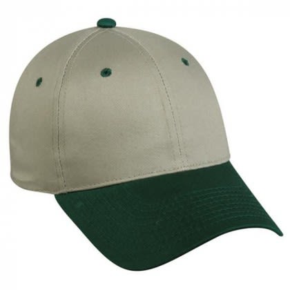 Structured Cotton Twill Cap with Embroidered Logo Khaki/dark green