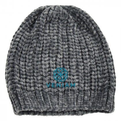 Custom Embroidered Chic Chenille Beanie - Gray