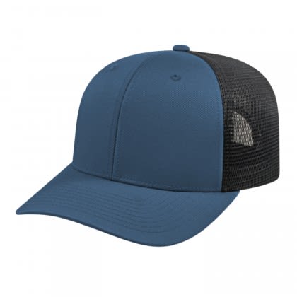 Embroidered Flexfit Trucker Mesh Cap - Indigo Blue/Black