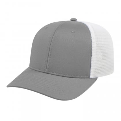 Embroidered Flexfit Trucker Mesh Cap - Silver/white