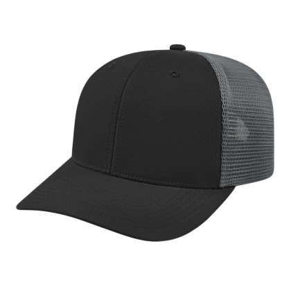 Embroidered Flexfit Trucker Mesh Cap - Black/graphite