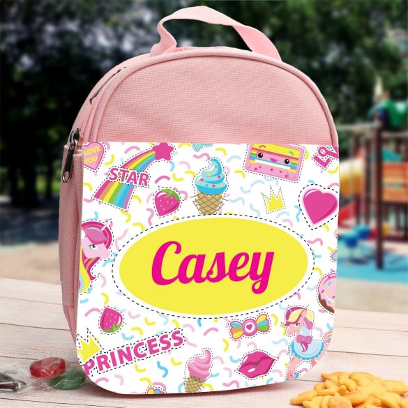 Sweet Treats Personalized Pink Lunch Bag | Customized Girly Pink Lunch Bag