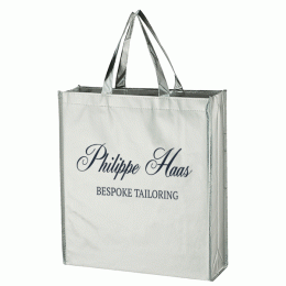 Best Promotional Metallic Laminated Tote Bags - Metallic Non-Woven Shopper Tote - Silver