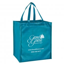 Blue Metallic Designer Tote - Smooth - Large - 13 x 15