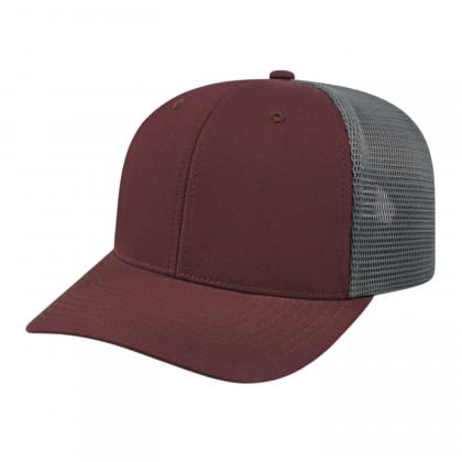 Embroidered Flexfit Trucker Mesh Cap - Maroon/graphite