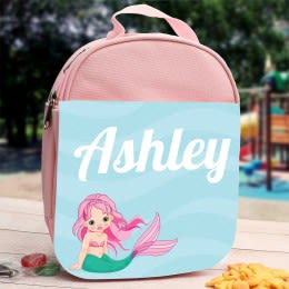 Mermaid Friends Personalized Pink Lunch Bag | Mermaid Bento Bag For Kids