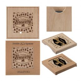 Imprinted Wood Bottle Opener Coaster