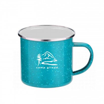 Custom Iron and Stainless Steel Camping Mug with Logo - Teal Custom Iron and Stainless Steel Camping Mug with Logo - Teal