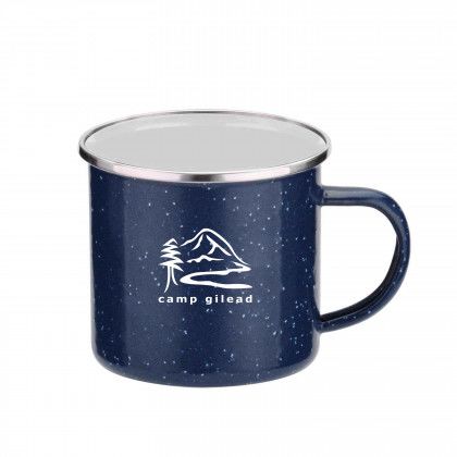 Custom Iron and Stainless Steel Camping Mug with Logo - Navy