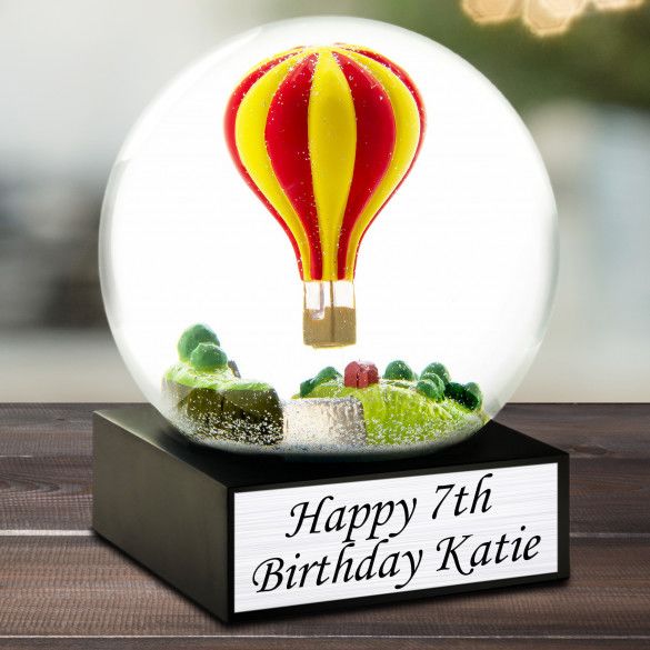 Hot Air Balloon Personalized Snow Globe | Air Balloon Custom Water Globe