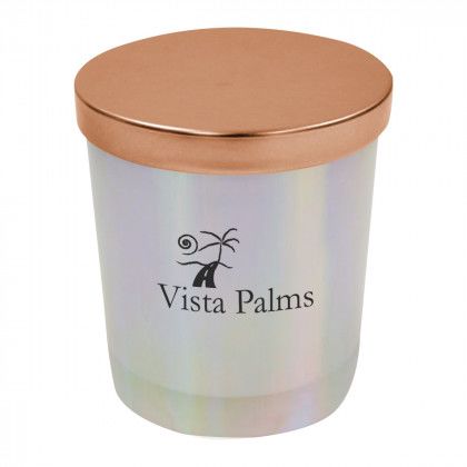 Customized Atlas Candle with Your Logo  - Iridescent with metallic copper lid